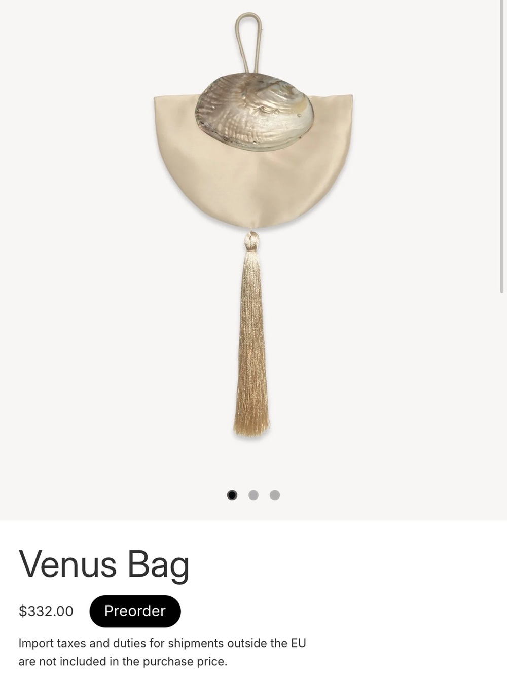 Venus Bag in Cream with Gold Tassel